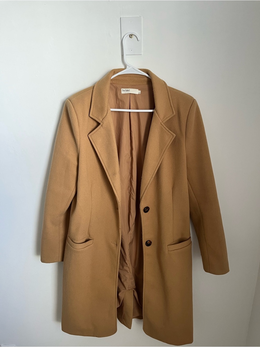 Camel Single-Breasted Wool-Blend Coat - Women